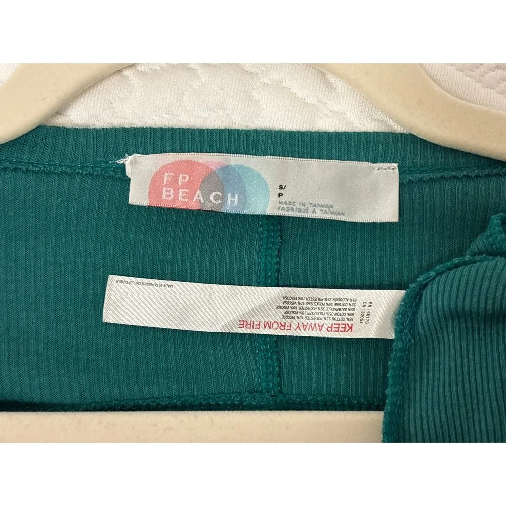 Free People Beach Teal Ribbed Duster Cardigan Button Front High Low Small Bohho